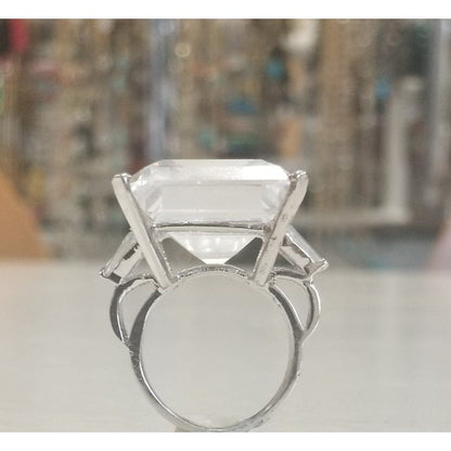 Asscher-cut three-stone cubic zirconia engagement ring, alternate view, 635R72192