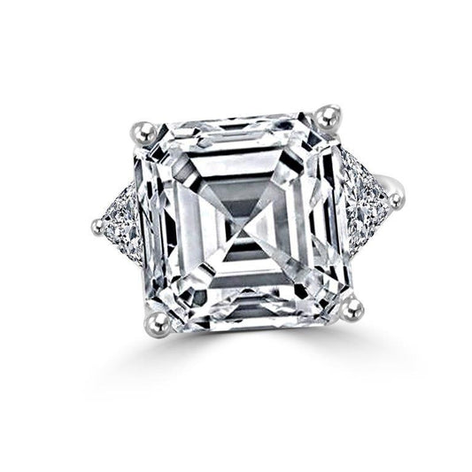 Asscher-cut three-stone cubic zirconia engagement ring, main view, 635R72192