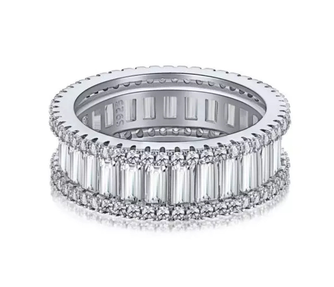 Baguette cubic zirconia eternity band ring, alternate view, 705R4950