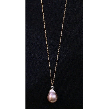 Baroque pearl cubic zirconia pendant necklace, alternate view, 635N30P