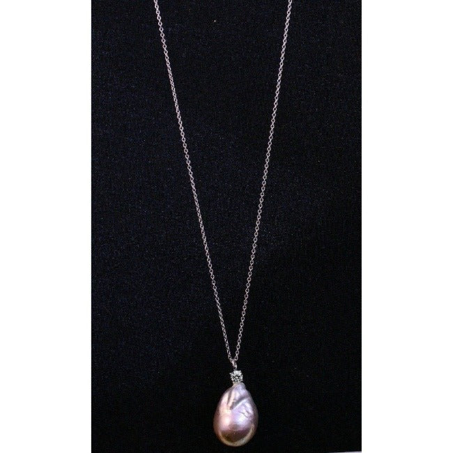 Baroque pearl cubic zirconia pendant necklace, alternate view, 635N30P