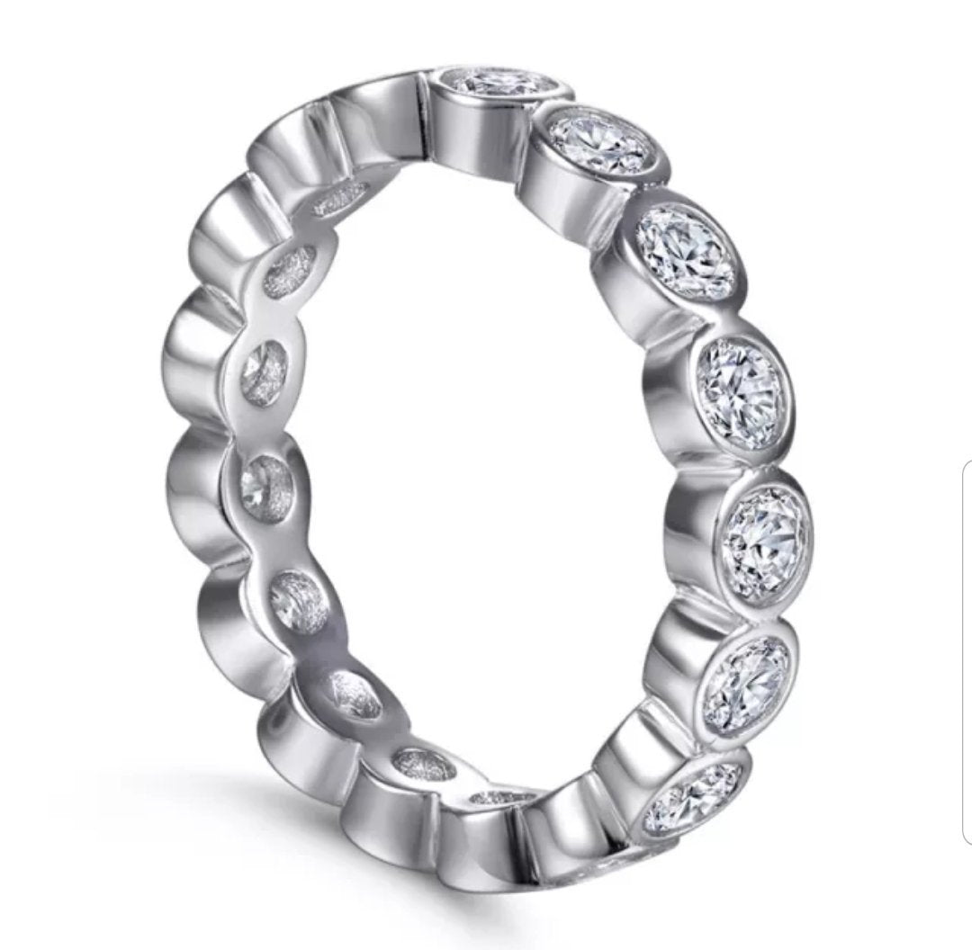 Bezel-set cubic zirconia eternity band ring, alternate view, 635RBEZEL
