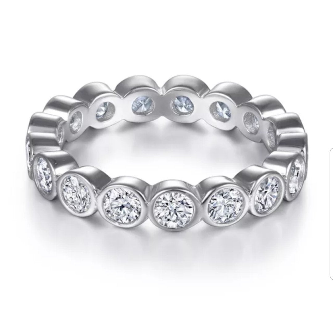 Bezel-set cubic zirconia eternity band ring, main view, 635RBEZEL