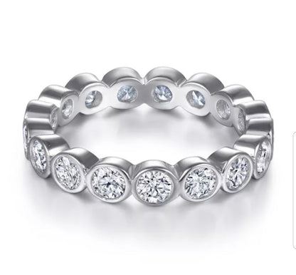 Bezel-set cubic zirconia eternity band ring, main view, 635RBEZEL