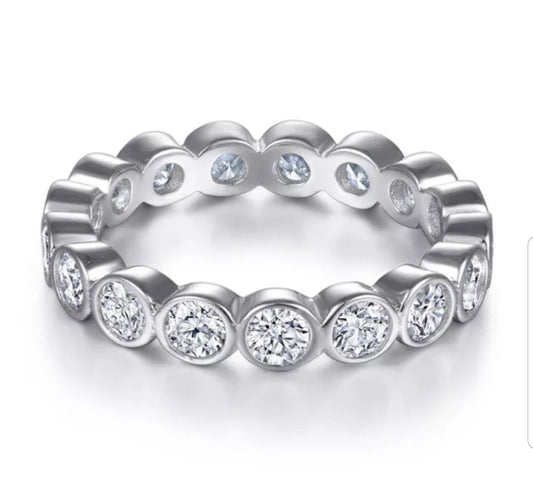 Bezel-set cubic zirconia eternity band ring, main view, 635RBEZEL