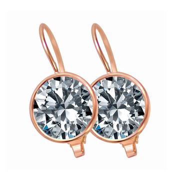 Bezel-set cubic zirconia lever back earrings by Zirconite, rose gold tone, 501E3870