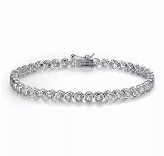 Bezel-set cubic zirconia tennis bracelet by Zirconite, main view