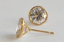Bezel martini-set cubic zirconia stud earrings by Zirconite, alternate view, 635PWIRE