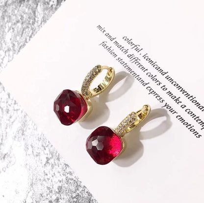 Cabochon huggie hoop earrings by Zirconite, alternate view, 827E100