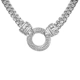 Circle Zirconite Cubic zirconia Pave setting Double Cable Chain necklace | Yaacov Hassidim