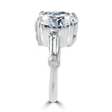 Classic Oval Center W/Side Baguette Simulated Diamond - Diamond Veneer Sterling Silver Engagement/Wedding Ring 635R72089 | Yaacov Hassidim
