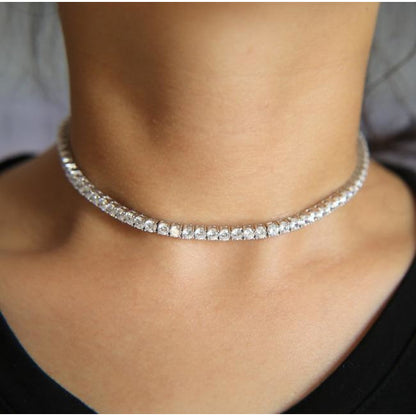 Classic Round all around Zirconite Cubic Zirconia Tennis necklace. 602N50005