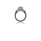 Round Solitaire Baguette Diamond Veneer Cubic Zirconia Sterling Silver Ring. 635R600