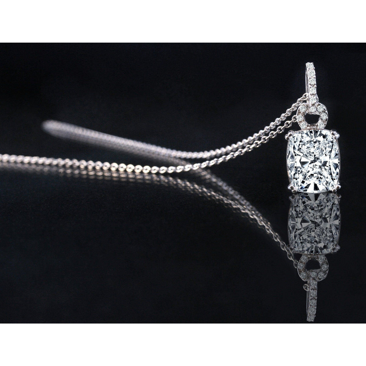 Cushion-cut cubic zirconia pendant in sterling silver, alternate view, 635P10784