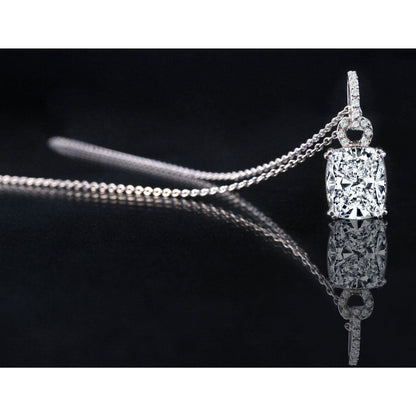 Cushion-cut cubic zirconia pendant in sterling silver, alternate view, 635P10784