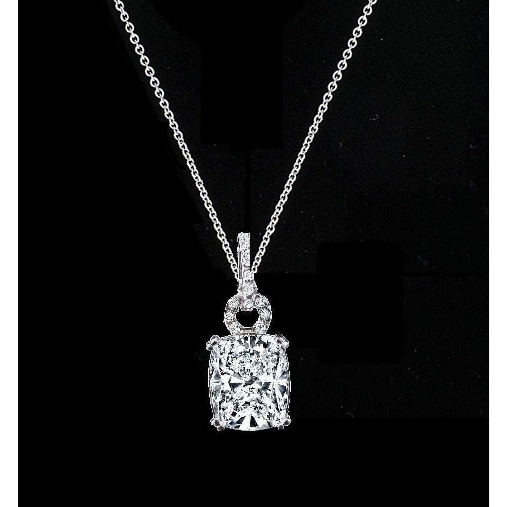 Cushion-cut cubic zirconia pendant in sterling silver, main view, 635P10784