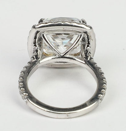 Cushion-cut cubic zirconia ring in sterling silver, alternate view, 800R074