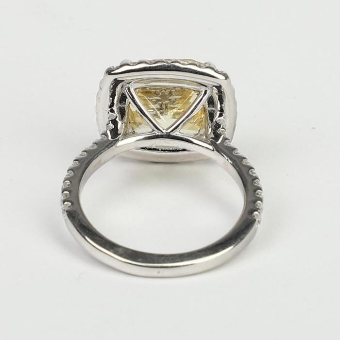 Cushion-cut cubic zirconia ring in sterling silver, alternate view, 800R074