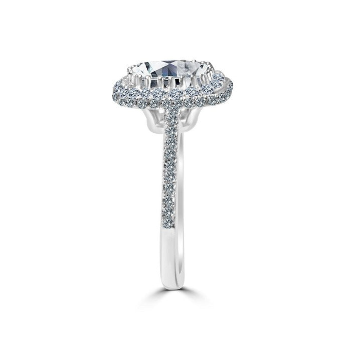 Cushion-cut cubic zirconia ring in sterling silver, alternate view, 800R074