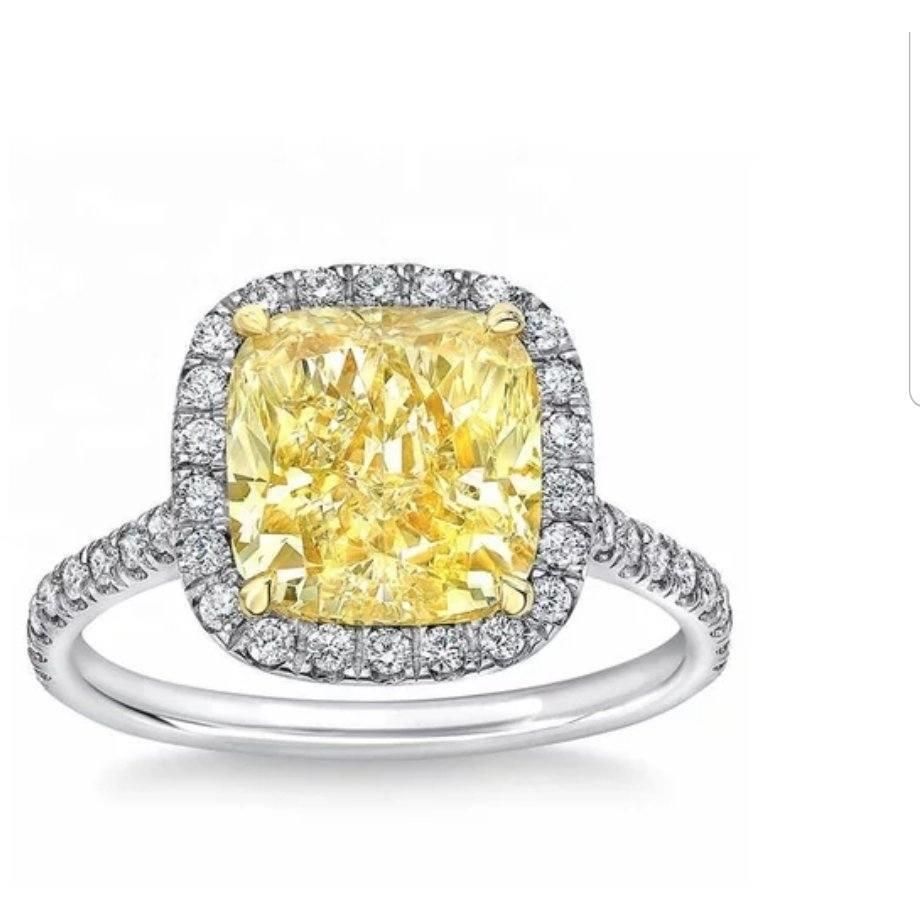 Cushion-cut cubic zirconia ring in sterling silver, alternate view, 800R074