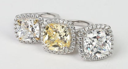 Cushion-cut cubic zirconia ring in sterling silver, group view, 800R074