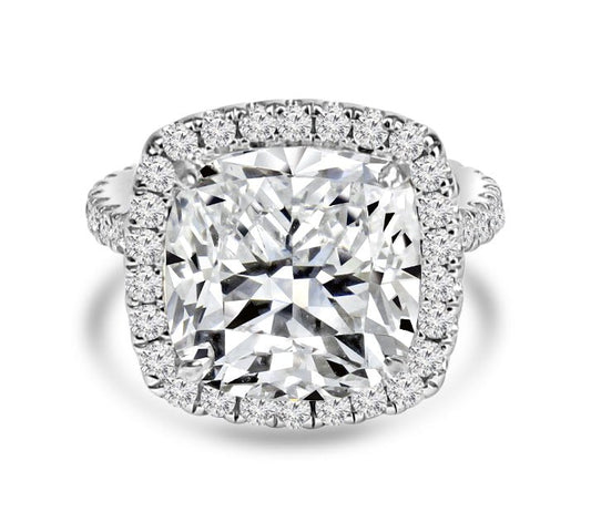 Cushion-cut cubic zirconia ring in sterling silver, main view, 800R074