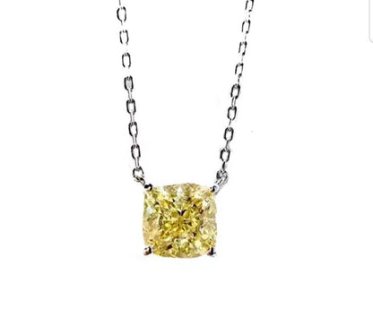 Cushion-cut cubic zirconia solitaire pendant in 14K gold, canary yellow stone, 635P208K