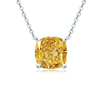 Cushion-cut cubic zirconia solitaire pendant in 14K gold, canary yellow stone, 635P208K