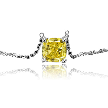 Cushion-cut cubic zirconia solitaire pendant in 14K gold, canary yellow stone, 635P208K