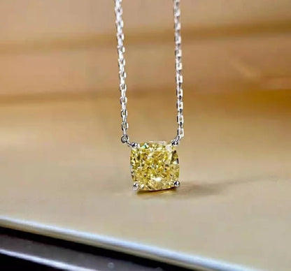 Cushion-cut cubic zirconia solitaire pendant in sterling silver, alternate view, 635P208