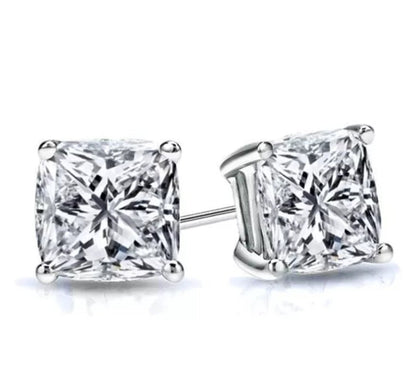 Cushion-cut cubic zirconia stud earrings in sterling silver, alternate view, 635E208