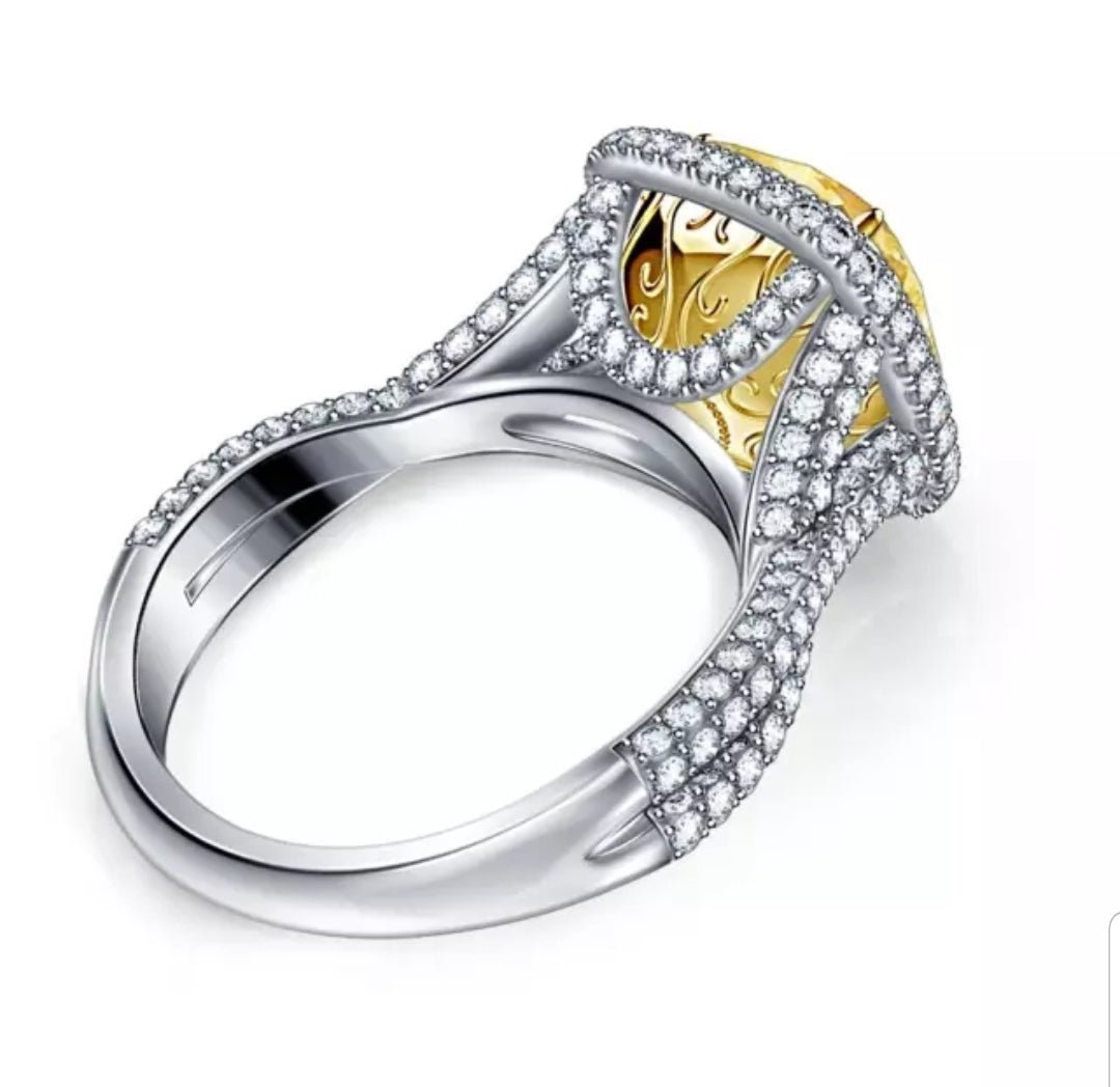 Cushion radiant-cut cubic zirconia ring, alternate view, 800R069