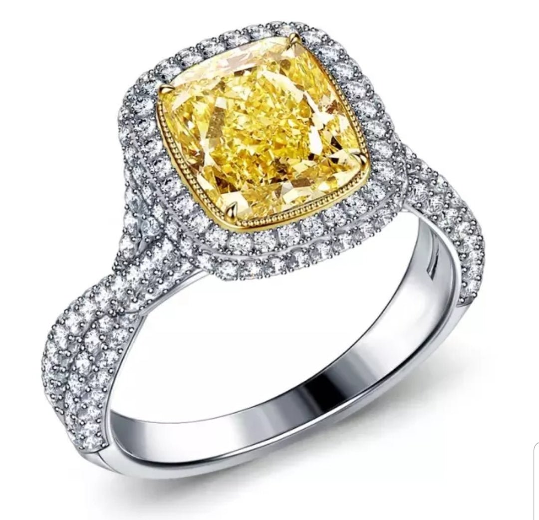 Cushion radiant-cut cubic zirconia ring, alternate view, 800R069