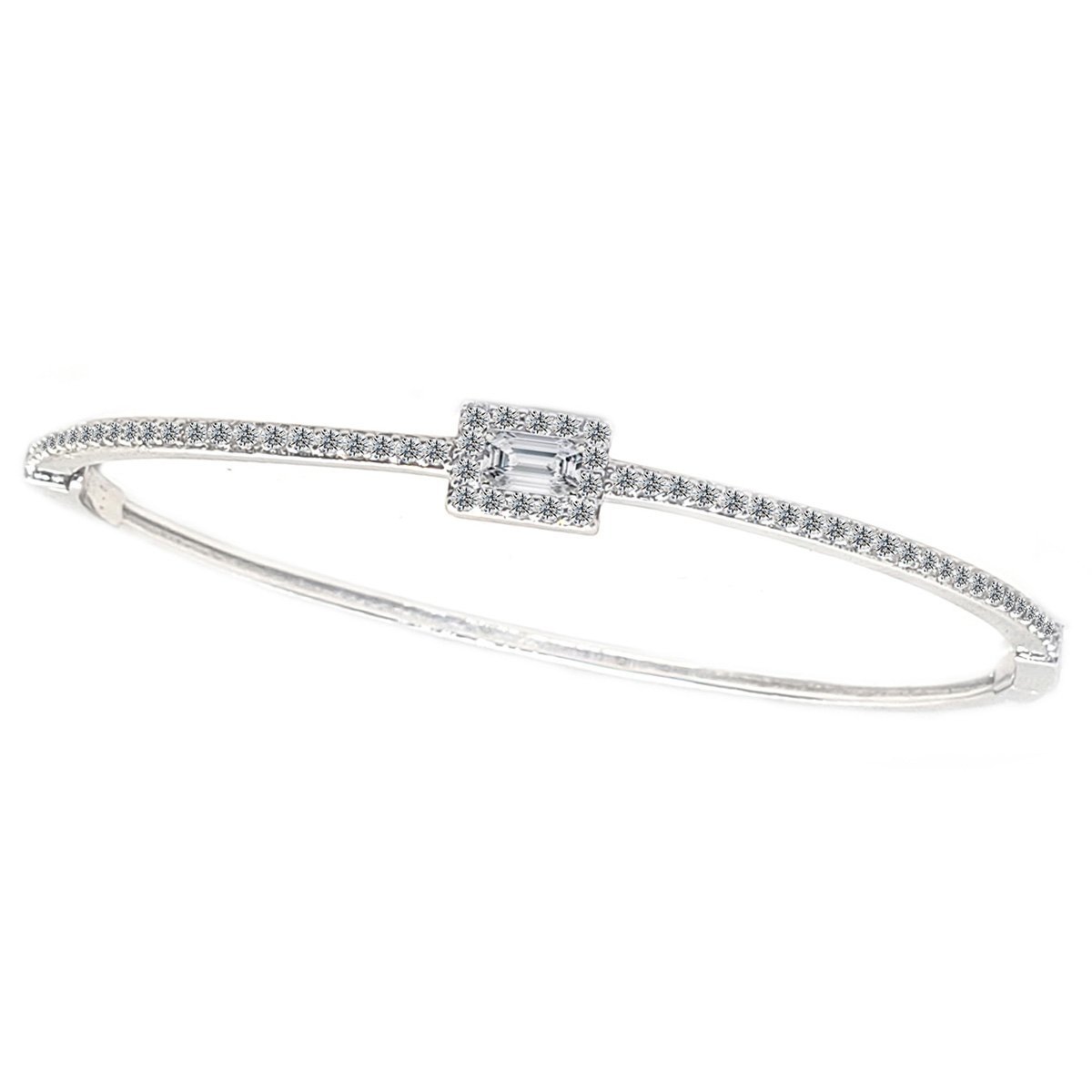 Cubic zirconia hinged bangle bracelet by Zirconite, main view, 698B002