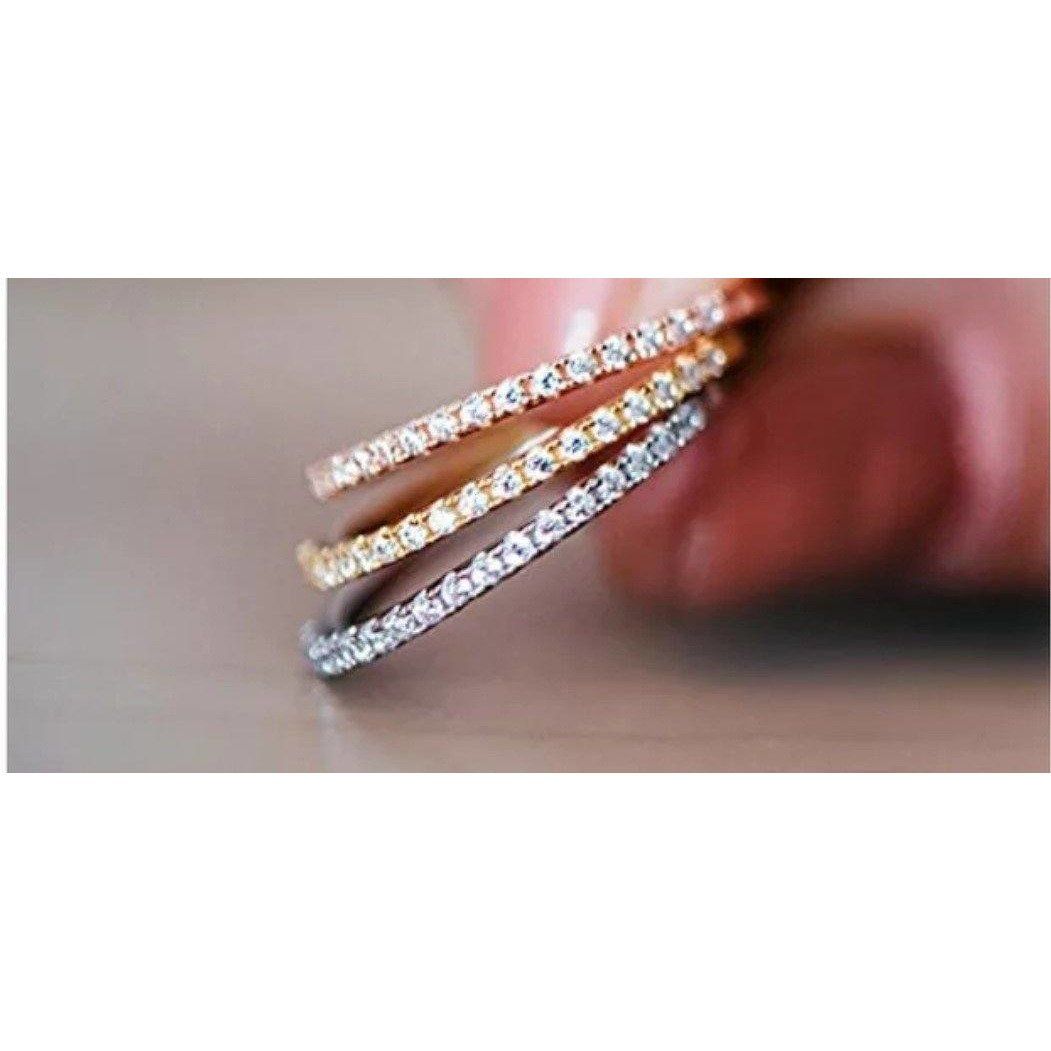 Cubic zirconia stackable eternity band ring in sterling silver, alternate view, STR0002