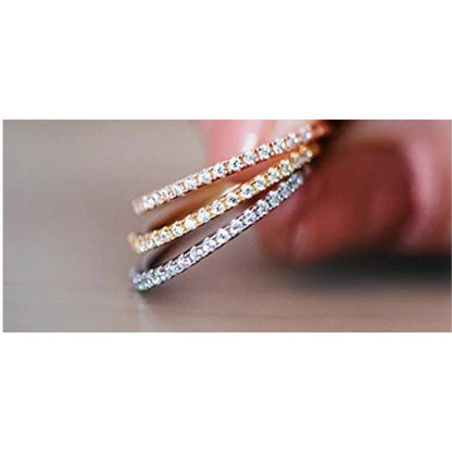 Cubic zirconia stackable eternity band ring in sterling silver, alternate view, STR0002