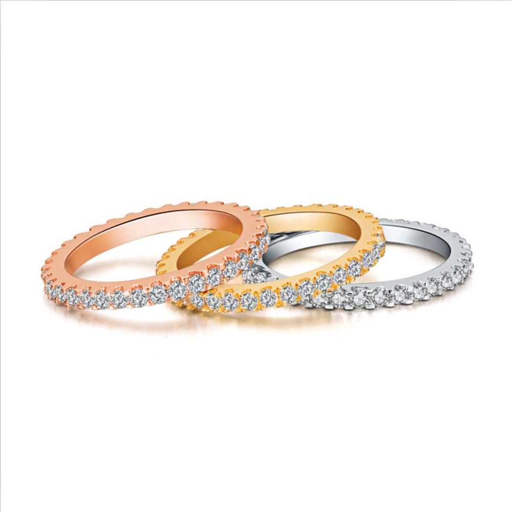 Cubic zirconia stackable eternity band ring in sterling silver, alternate view, STR0002