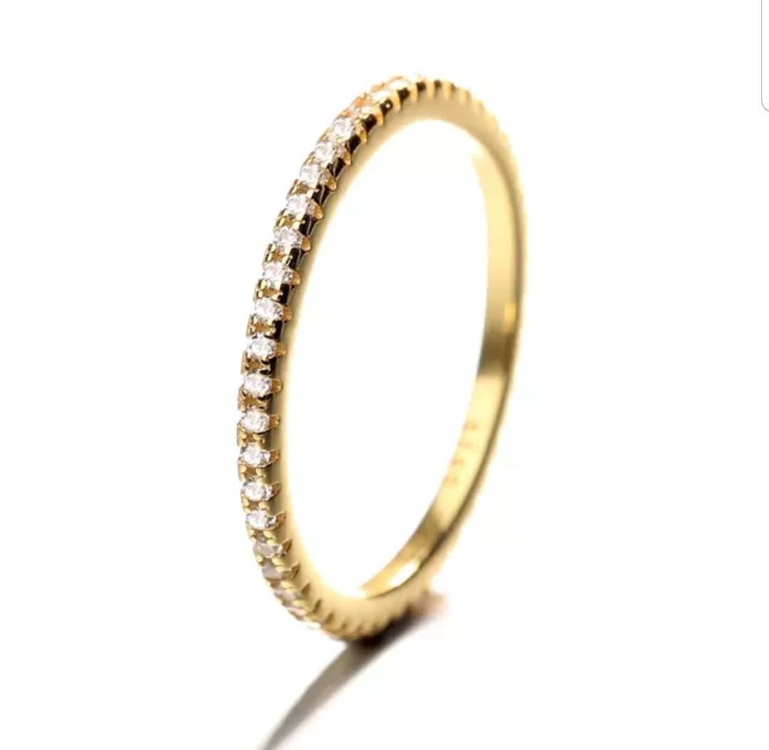 Cubic zirconia stackable eternity band ring in sterling silver, alternate view, STR0002