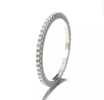 Cubic zirconia stackable eternity band ring in sterling silver, alternate view, STR0002