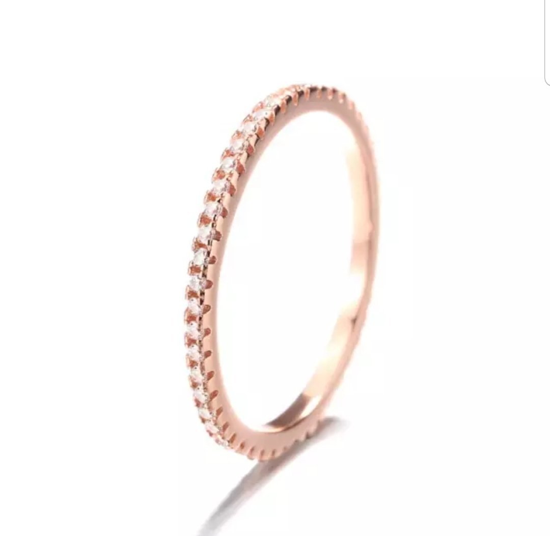 Cubic zirconia stackable eternity band ring in sterling silver, alternate view, STR0002