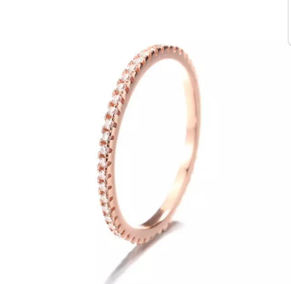 Cubic zirconia stackable eternity band ring in sterling silver, alternate view, STR0002