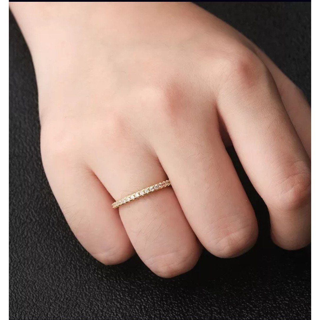 Cubic zirconia stackable eternity band ring in sterling silver, alternate view, STR0002