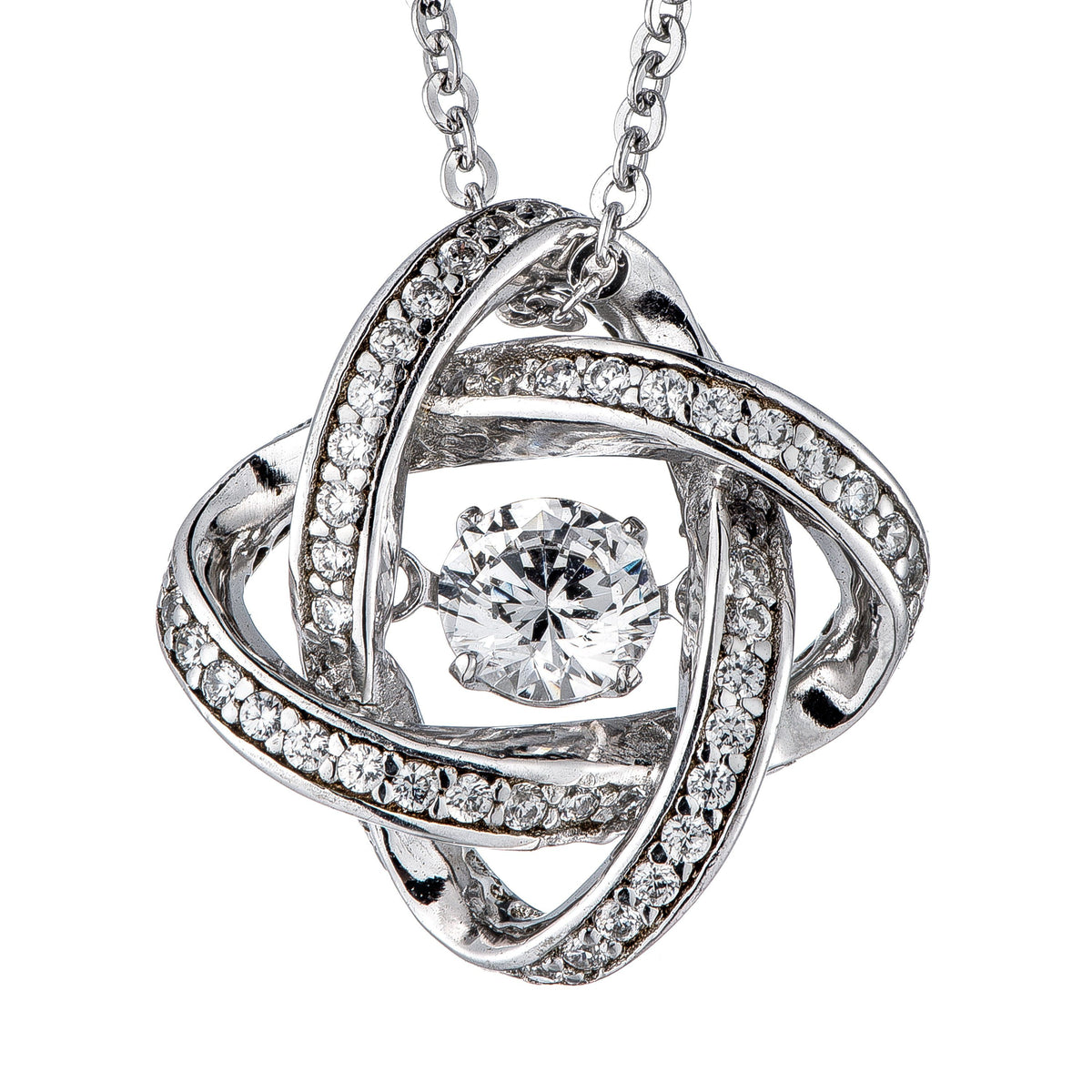 Dancing cubic zirconia pendant in sterling silver, main view, 635P216