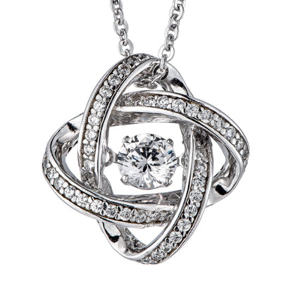Dancing cubic zirconia pendant in sterling silver, main view, 635P216
