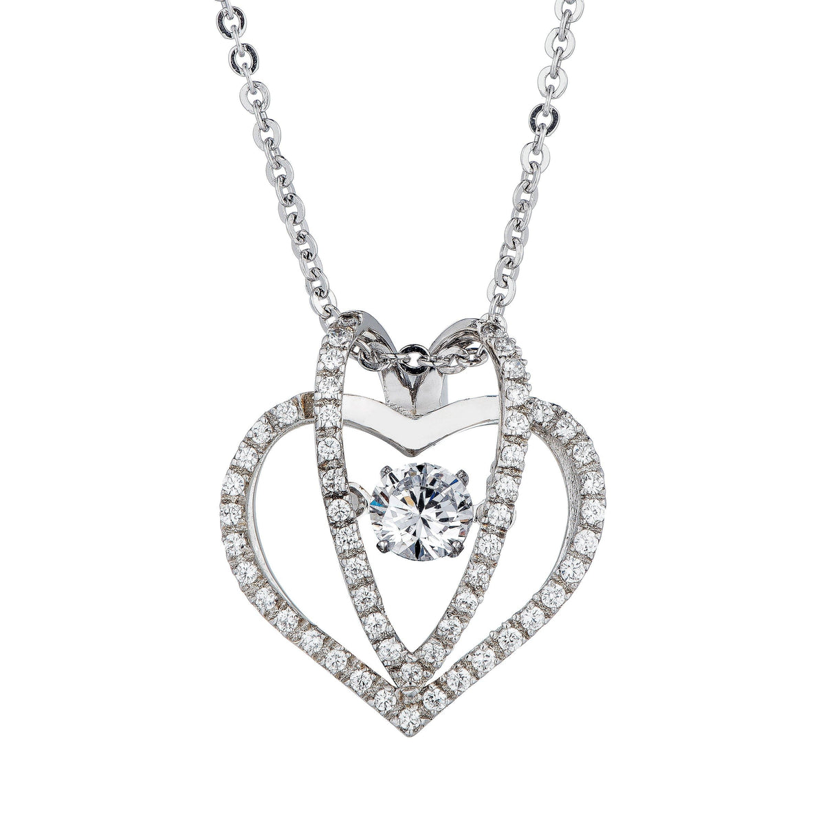 Dancing cubic zirconia pendant in sterling silver, main view, 635P913