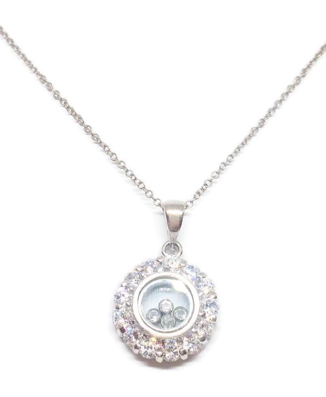 Dancing Zirconite cubic zirconia glass frame pendant, main view, ITP215914