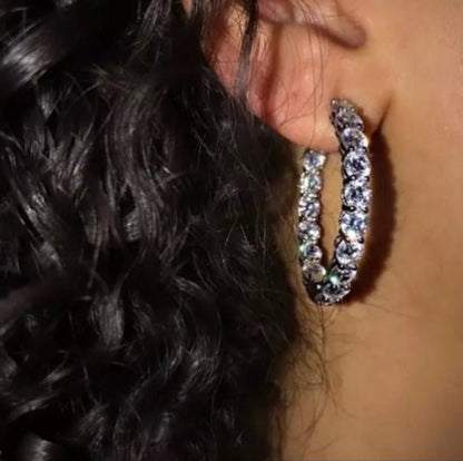 Double-view cubic zirconia hoop earrings by Zirconite, main view, 698E250