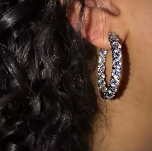 Double-view cubic zirconia hoop earrings by Zirconite, main view, 698E250