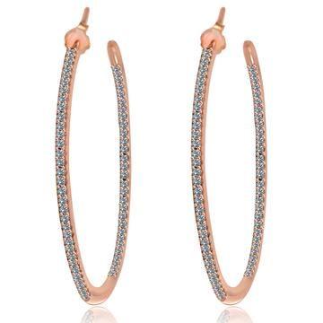 Double-view cubic zirconia hoop earrings by Zirconite, alternate view, STE-457