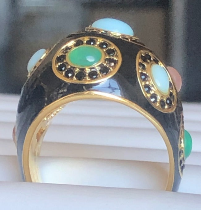 Enamel cabochon gem dome ring, alternate view, 501R0W205